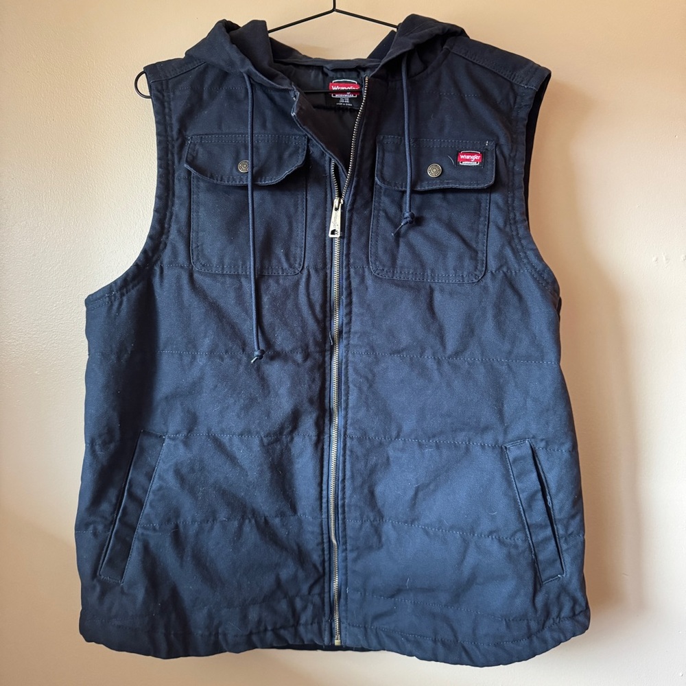 Wrangler Workwear Navy Hooded Vest